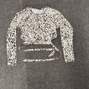 All in Motion Black and Cream Animal Print Long Sleeve Top